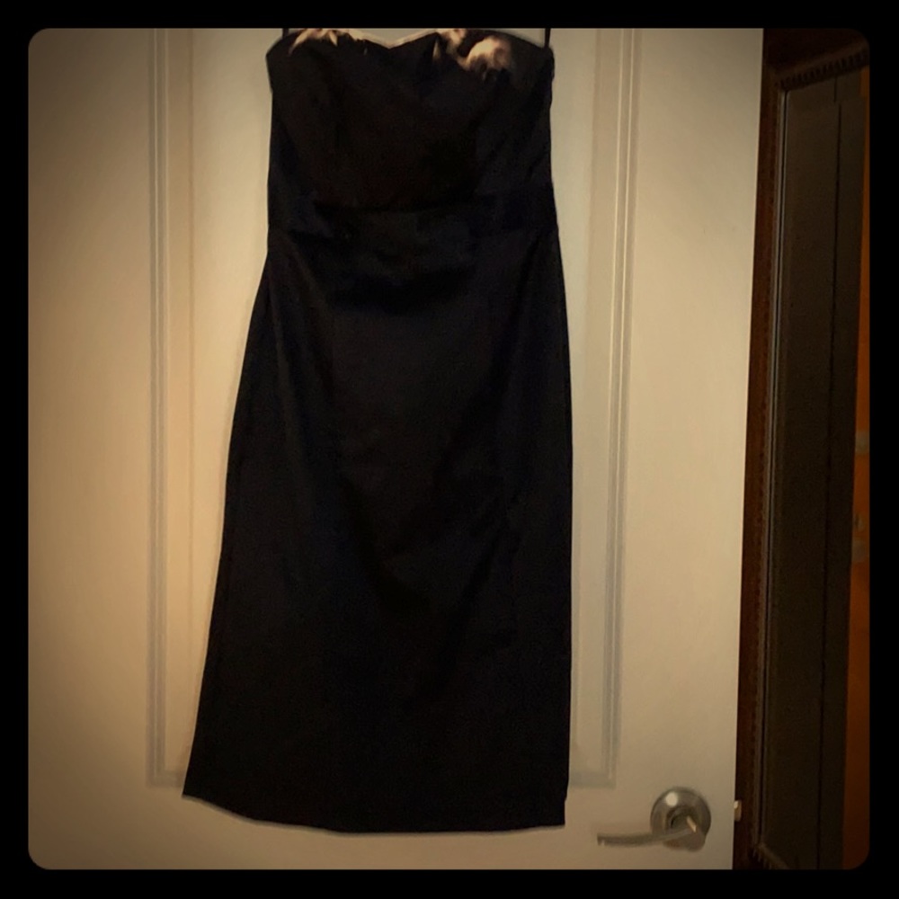 Black strapless 3/4 length dress